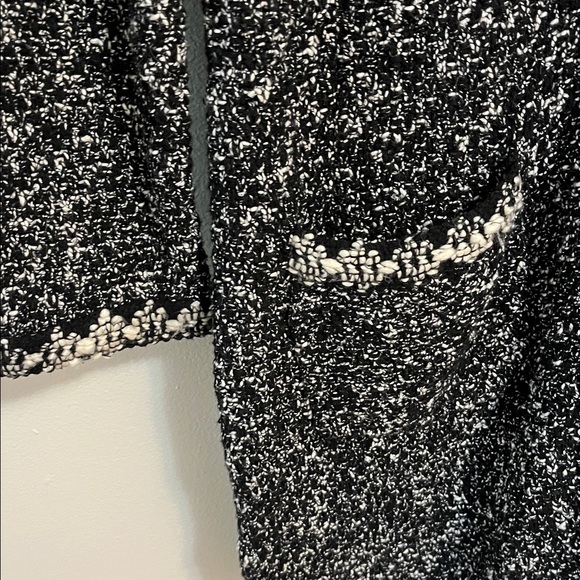 Talbots long cardigan sweater jacket textured knit black white chunky stretchy S - Picture 9 of 14